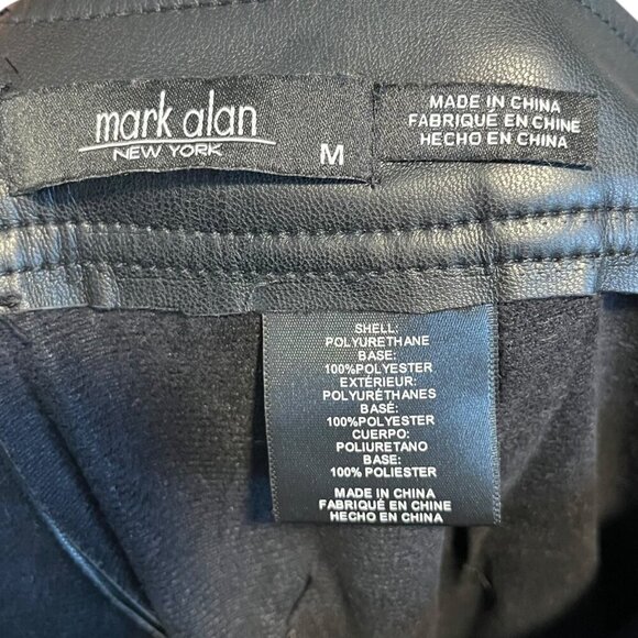 Mark Alan NY Women's M Cropped Black Faux Leather Pants Wide Leg Elevated Basic - Picture 6 of 6